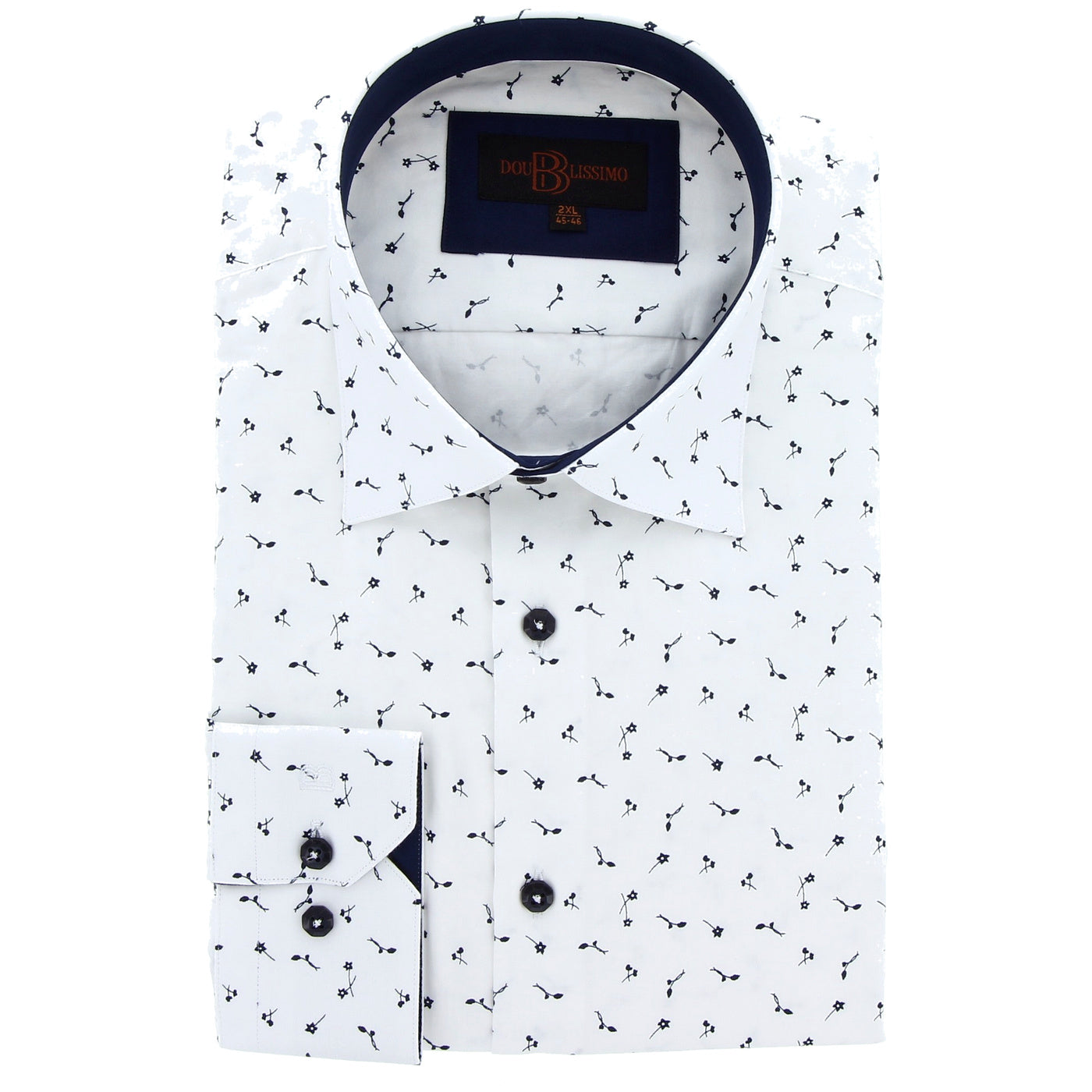 Chemise homme grande taille à motifs à Imprimé Bleu Marine coupe confort MATTIA Doublissimo AG6DB1