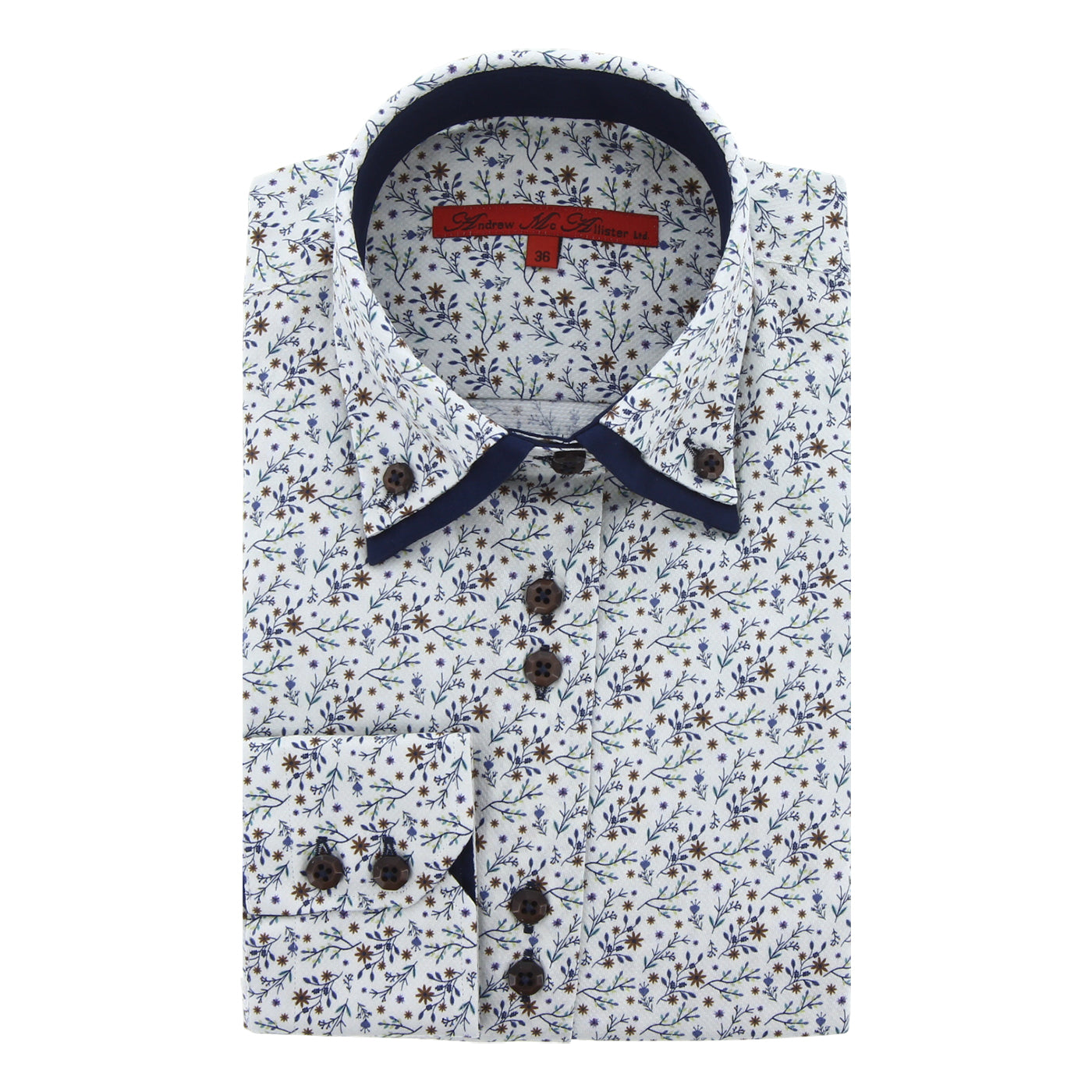 Chemise femme cintrée double col tissu imprimé floral EMMA Andrew Mc Allister AGF10AM2