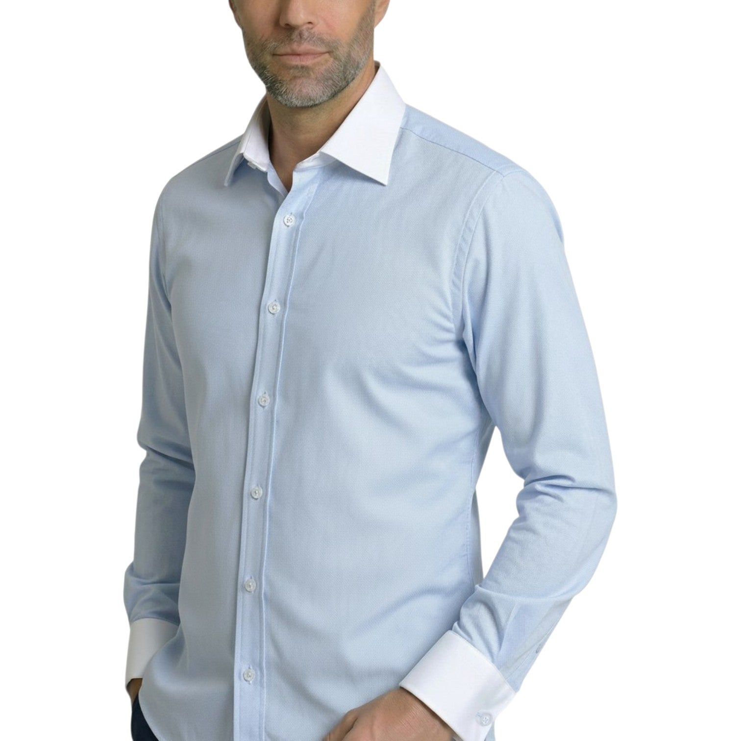 Chemise homme coupe droite tissu structuré uni MILY Andrew Mac Allister AG6AM1