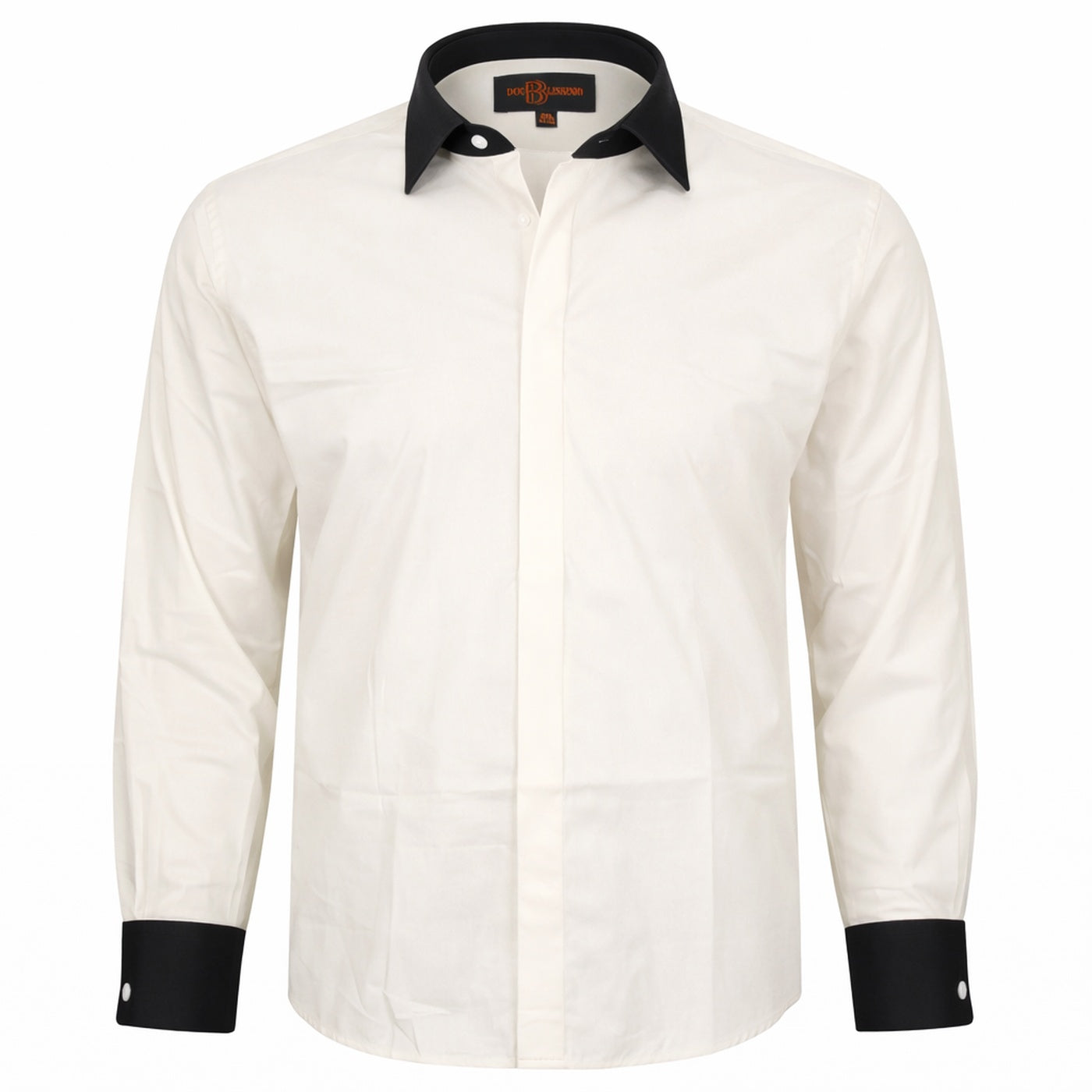 Chemise homme grande taille blanc cassé à poignets mousquetaire coupe large BIMONIO Doublissimo AG011DB2.2