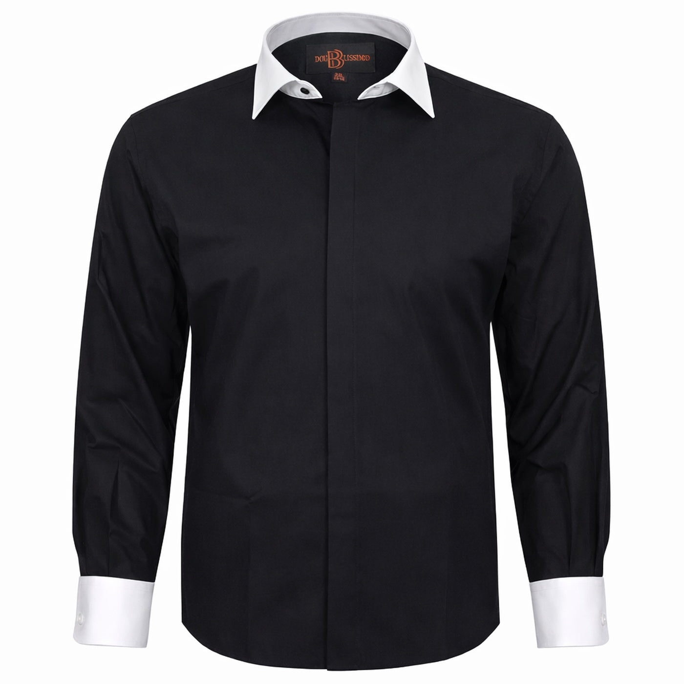 Chemise homme grande taille noire à poignets mousquetaire coupe large BIMONIA Doublissimo AG11DB1.2