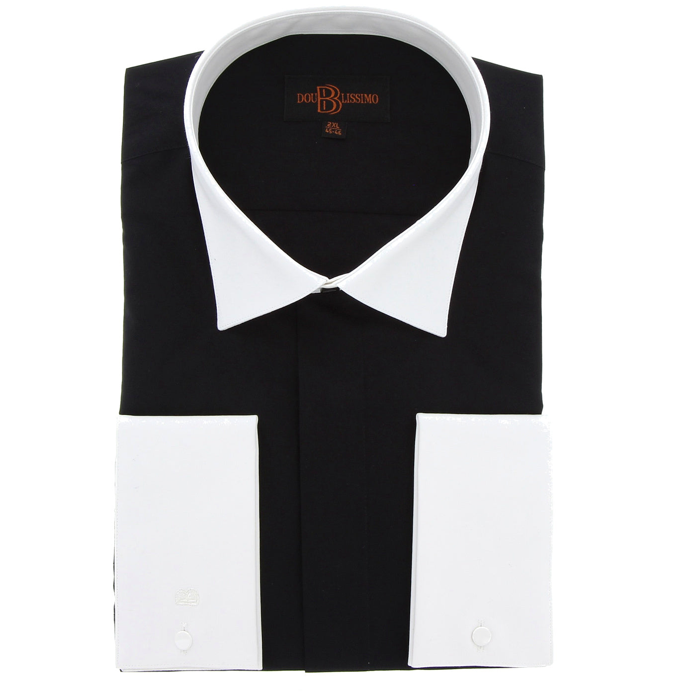 Chemise homme grande taille noire à poignets mousquetaire coupe large BIMONIA Doublissimo AG11DB1