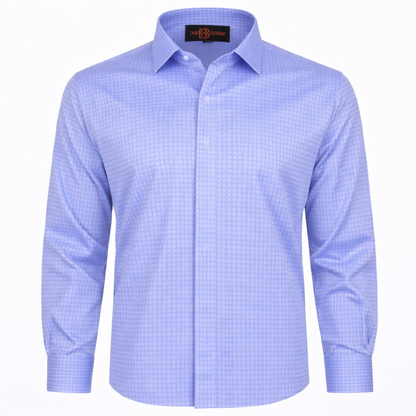 Chemise homme grande taille unie bleue à motifs coupe confort BLUMODE Doublissimo AG16DB1.2