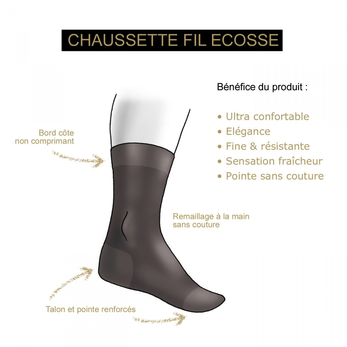 Chaussettes FIL D'ECOSSE Emporio balzani FIL-BROWN marron