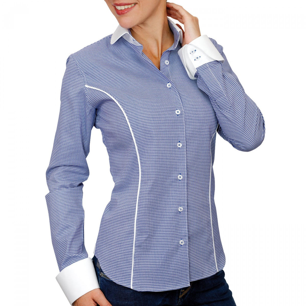Chemise à col blanc bleu