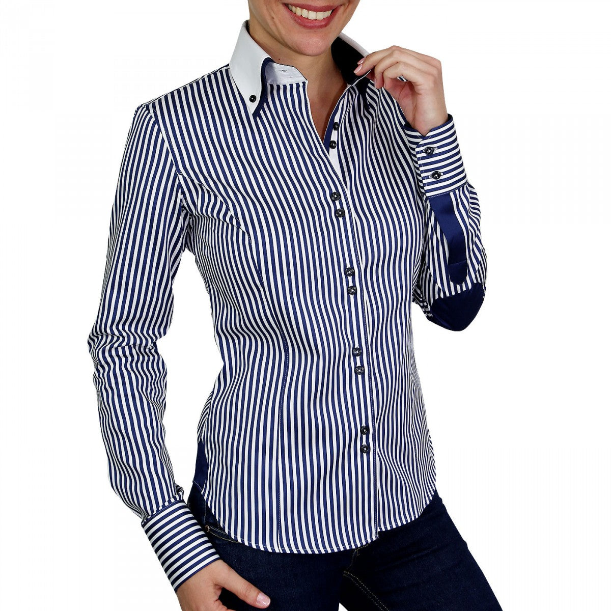 Chemise femme BORSALINO Andrew Mc Allister NF1AM4 blanc bleu marine