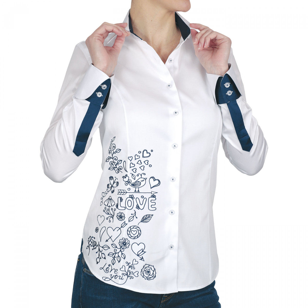 Chemise brodéeLOVE Andrew Mac Allister TF8AM2 blanc