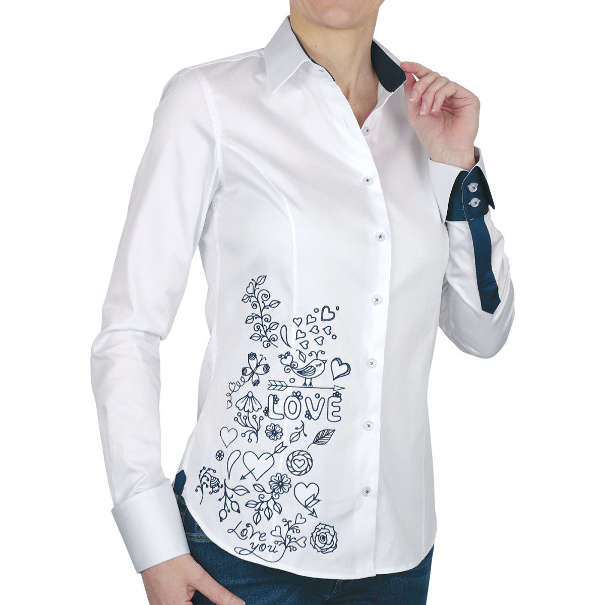 Chemise brodéeLOVE Andrew Mac Allister TF8AM2 blanc