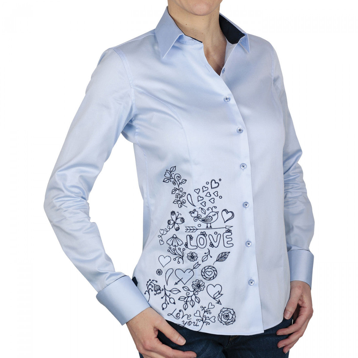 Chemise brodéeLOVE Andrew Mac Allister TF8AM4 bleu