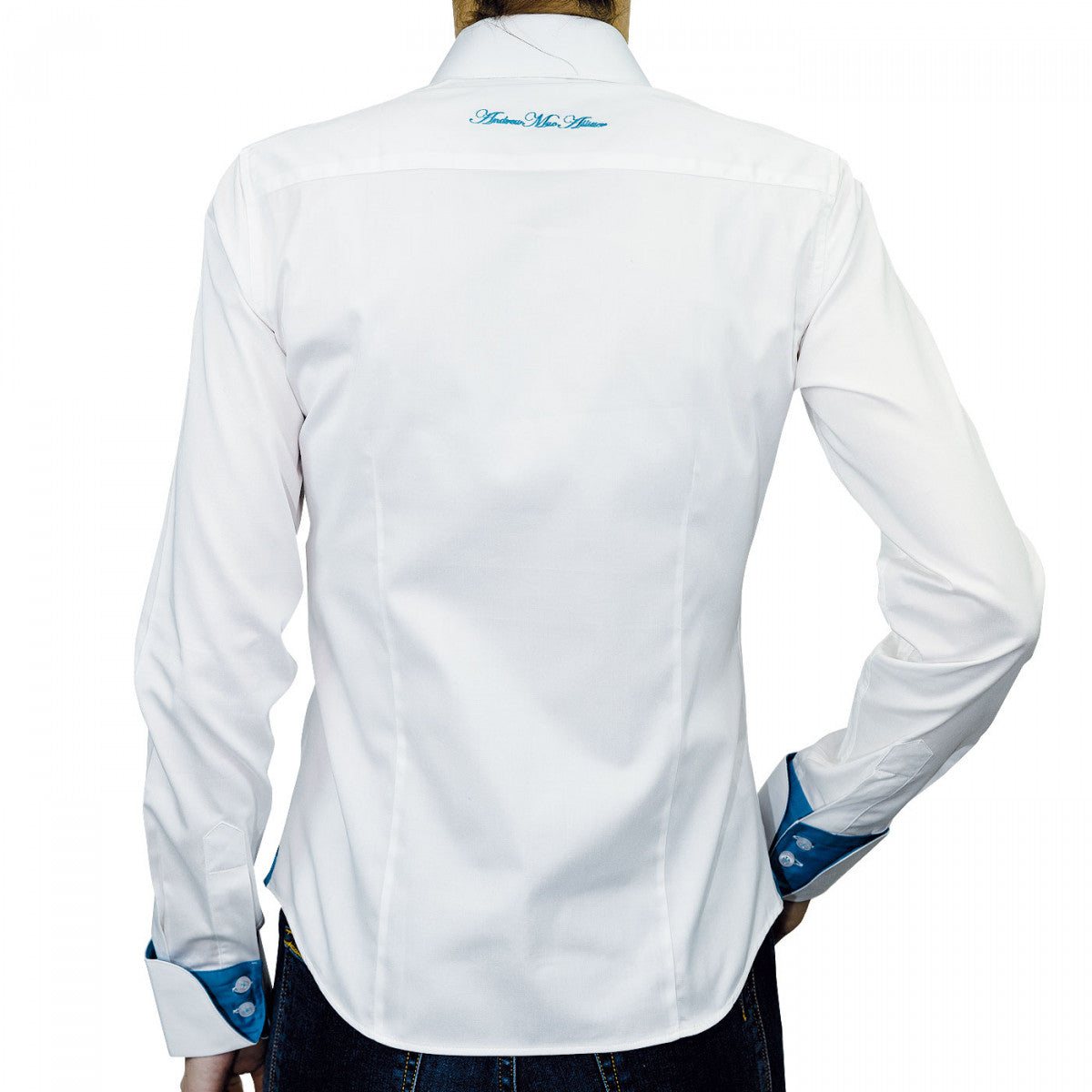Chemise brodéePAIGE Andrew Mac Allister PF5AM2 blanc bleu