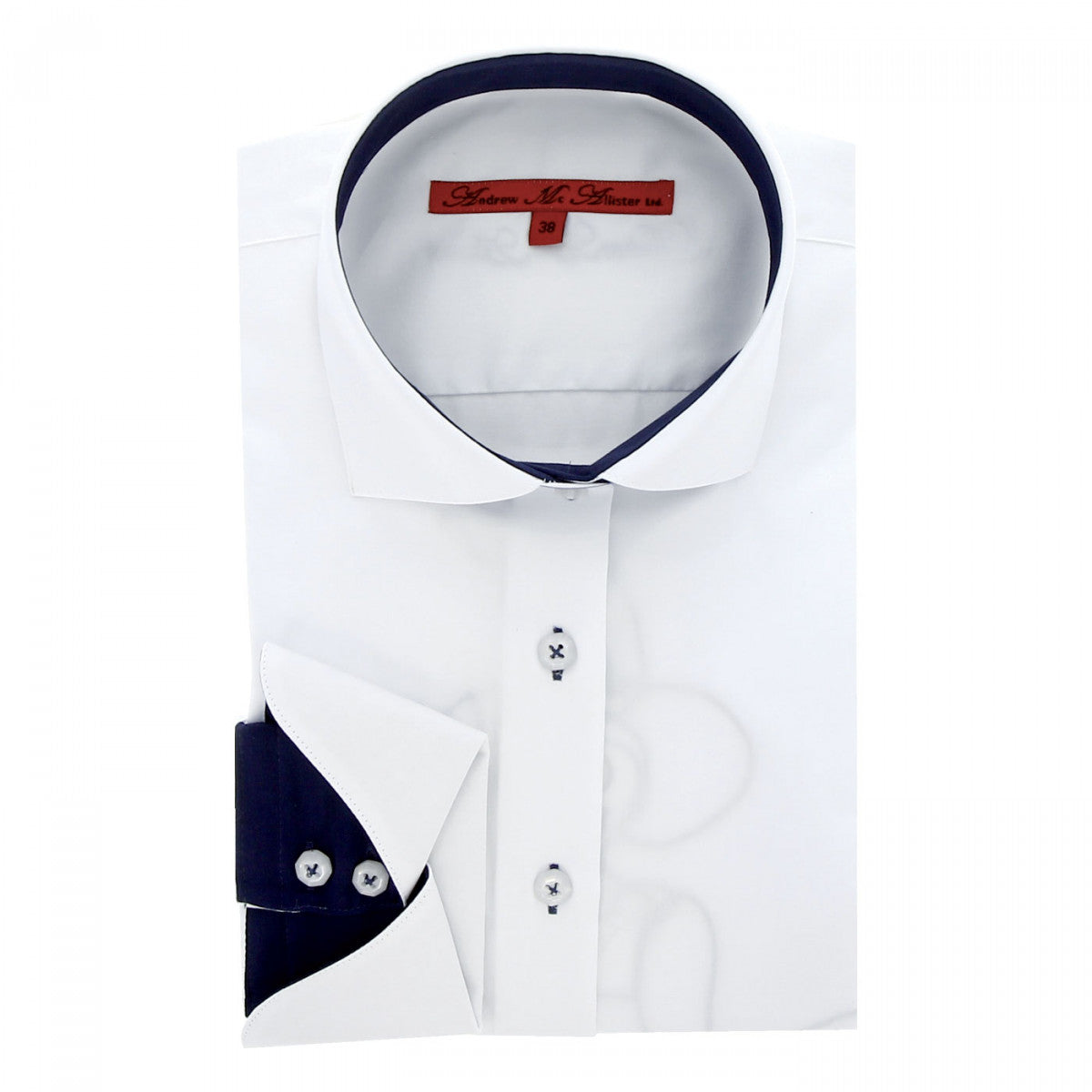 Chemise brodéeWITCH 3.0 Andrew Mac Allister BROD2-2 blanc bleu marine