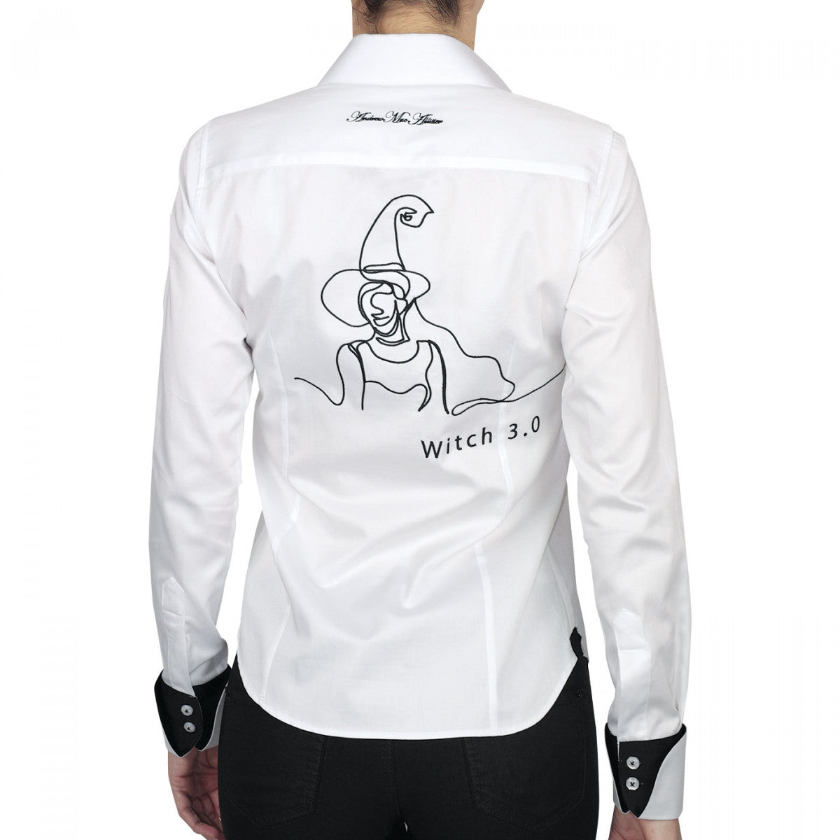 Chemise brodéeWITCH 3.0 Andrew Mac Allister BROD2-1 blanc noir