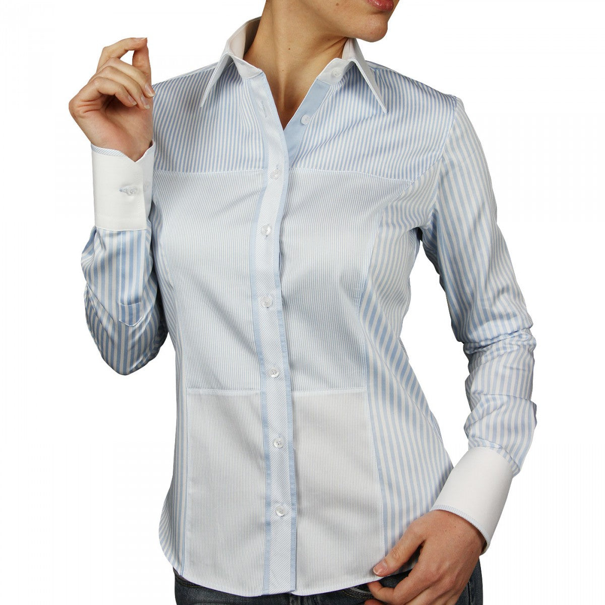 Chemise col blanc PATCHWORK Andrew Mc Allister AF22AM2 bleu