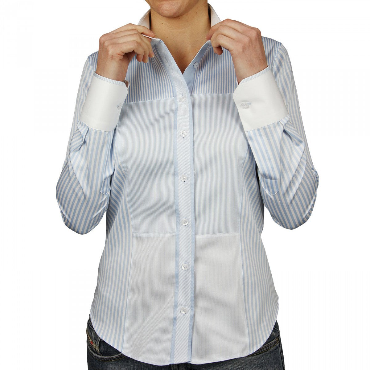 Chemise col blanc PATCHWORK Andrew Mc Allister AF22AM2 bleu