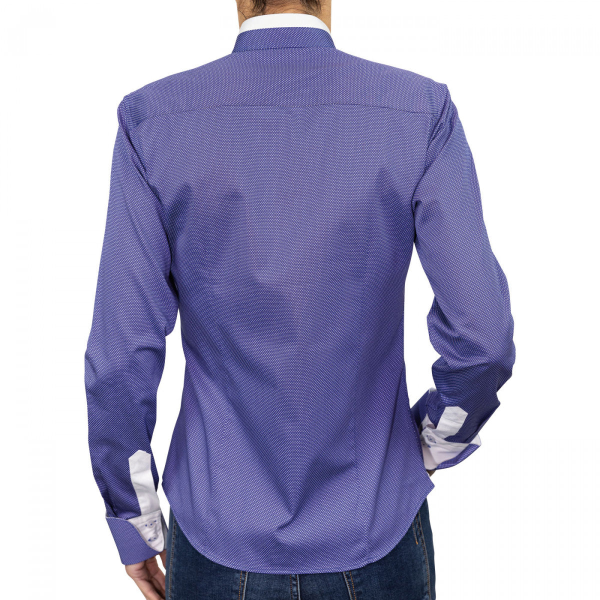 Chemise col mao bleu