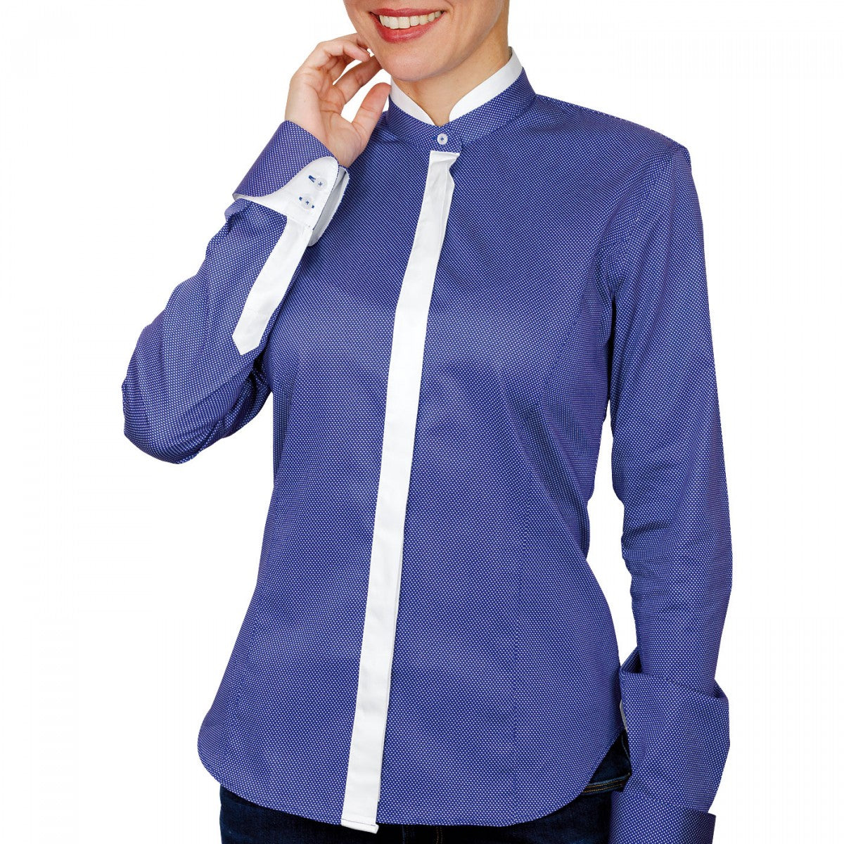 Chemise col mao bleu