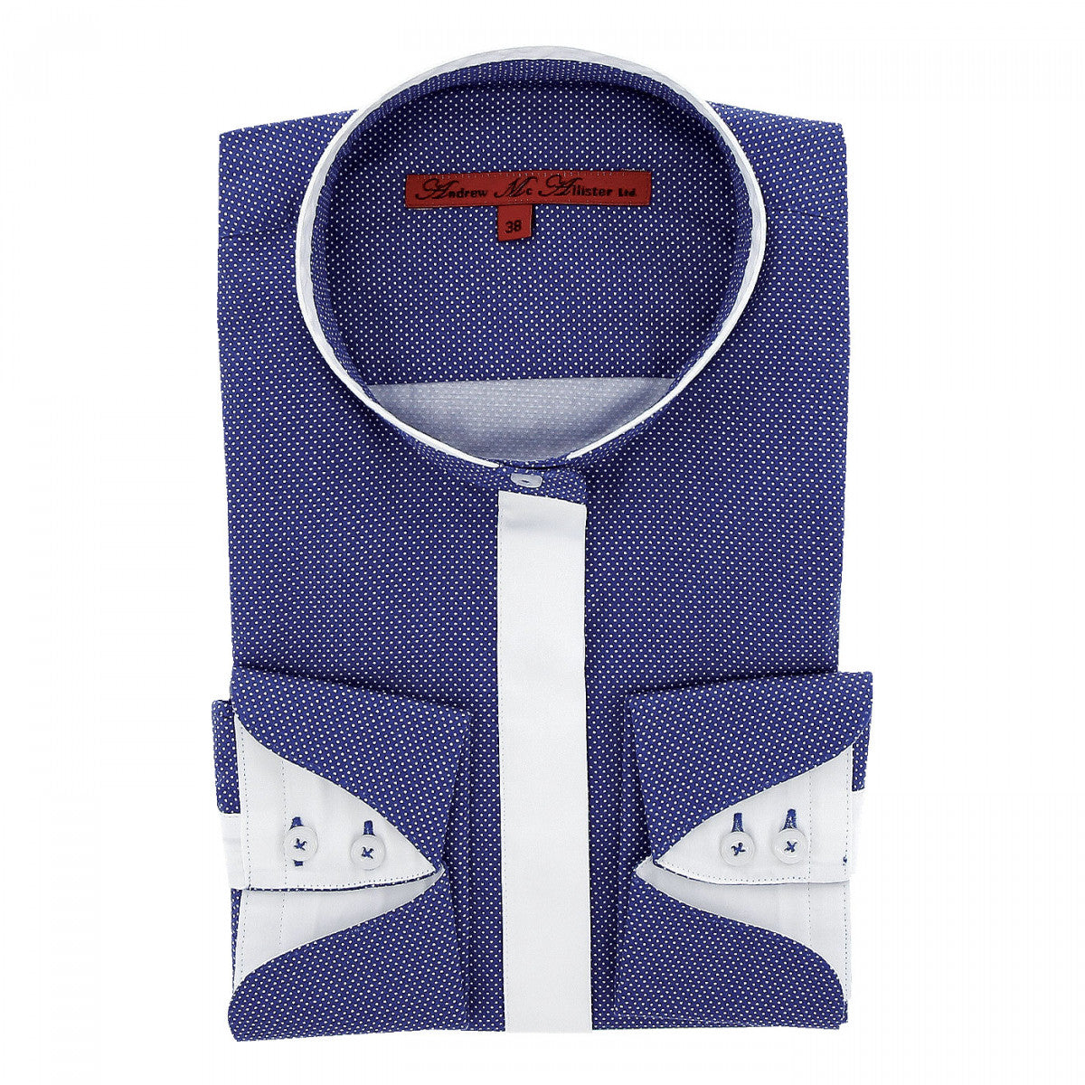 Chemise col mao bleu