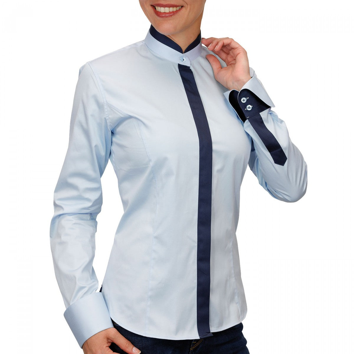 Chemise col maoDORALEEN Andrew Mac Allister PF12AM2 bleu