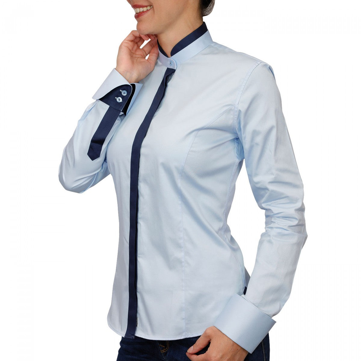 Chemise col maoDORALEEN Andrew Mac Allister PF12AM2 bleu