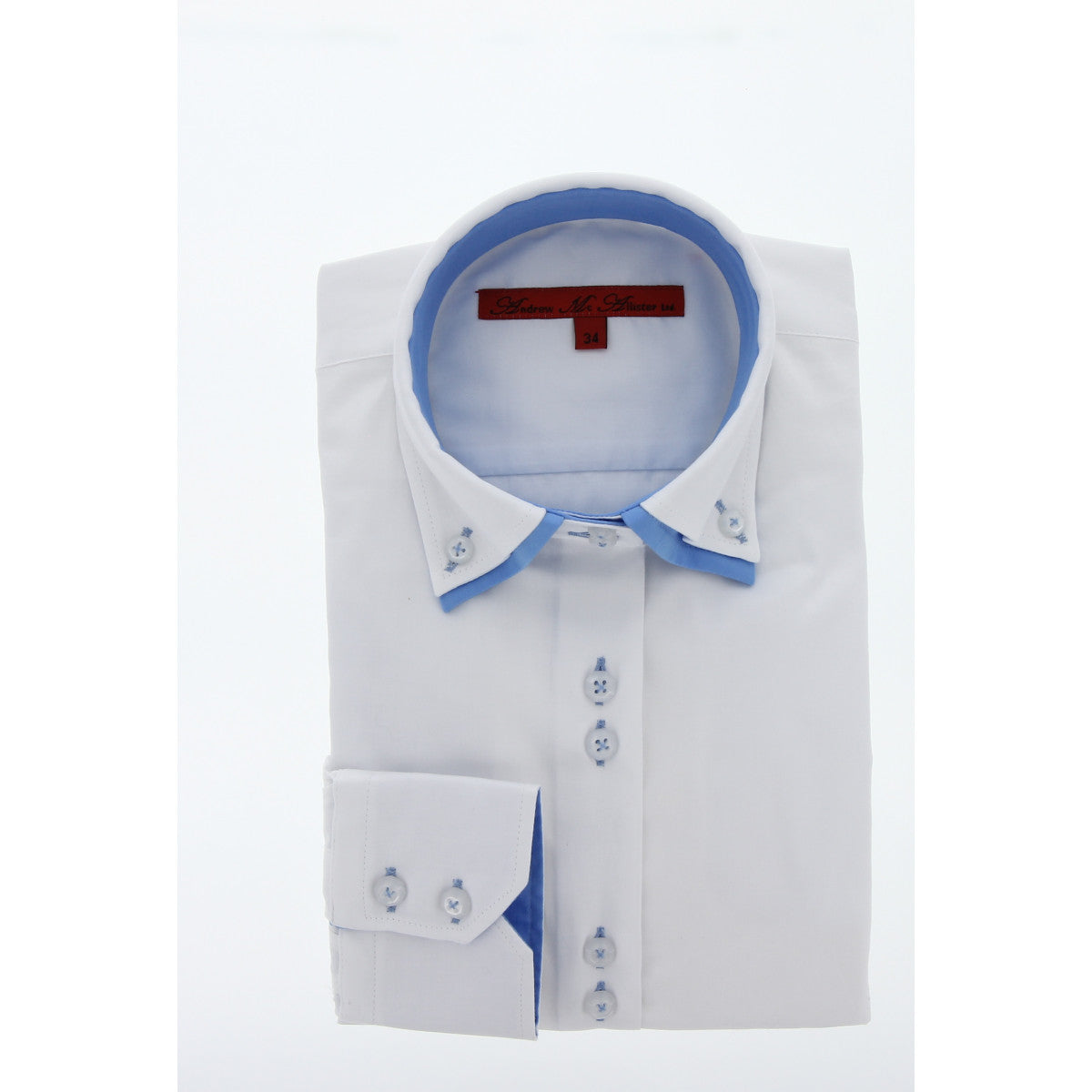 Chemise femme double col dobla-abf6am3 blanc bleu ciel
