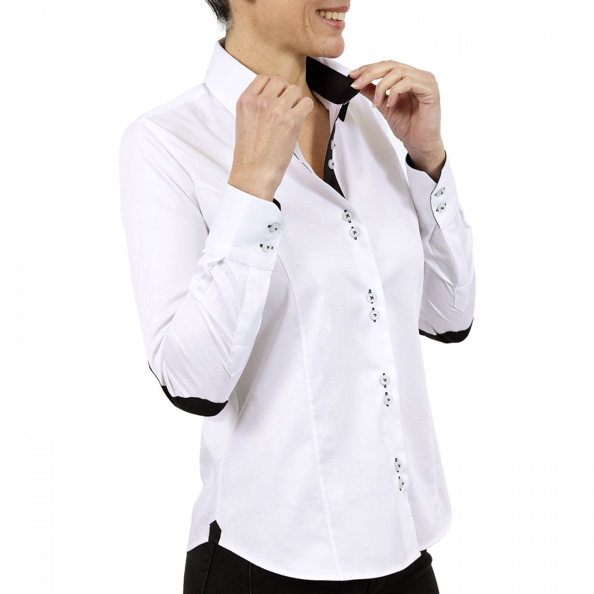 Chemise femme double col dobla-abf6am2 blanc noir