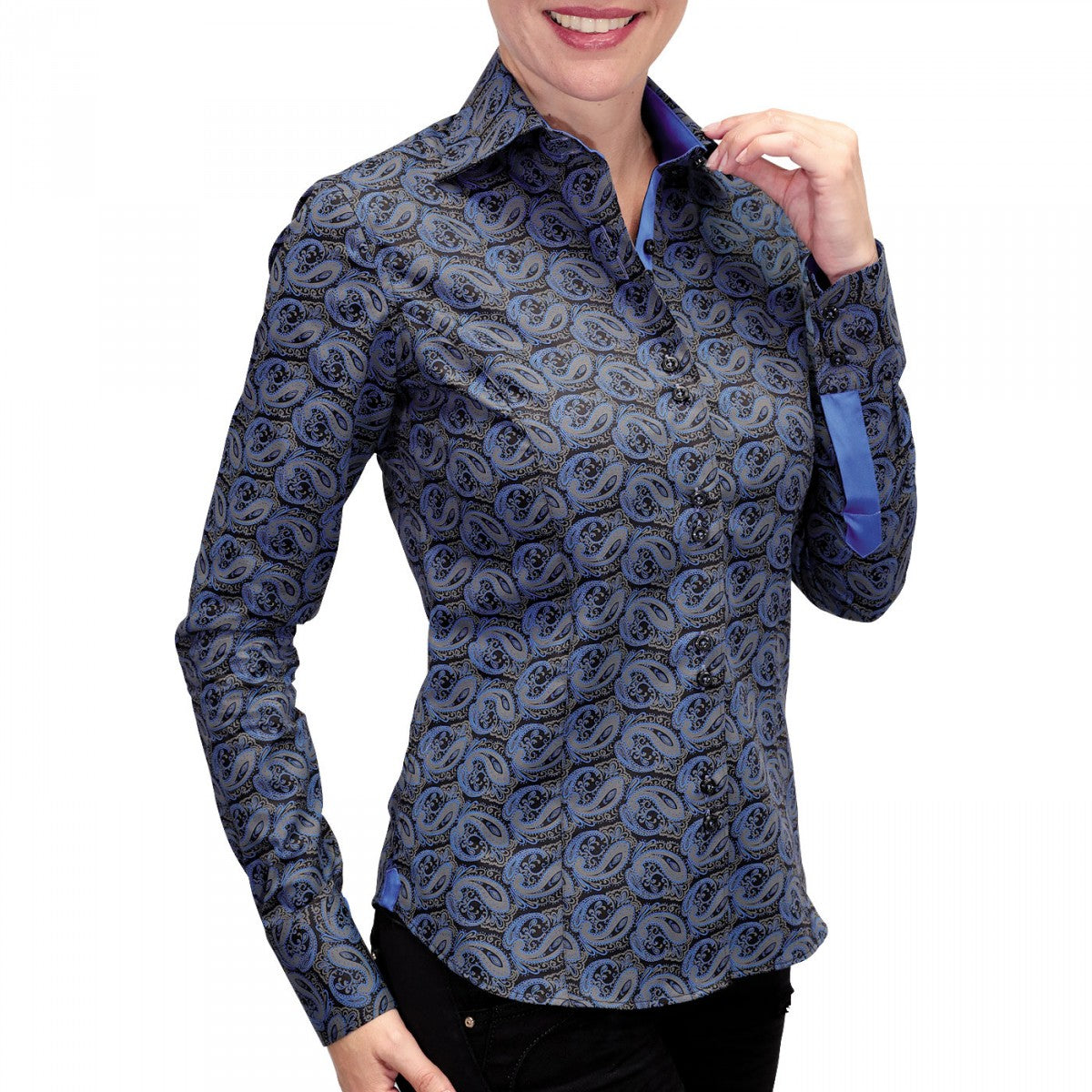 Chemise impriméeDARK Andrew Mc Allister JF5AM1 noir bleu
