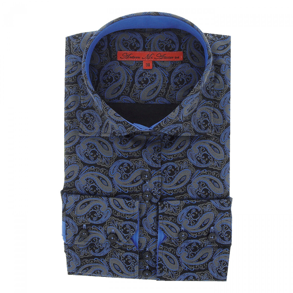 Chemise impriméeDARK Andrew Mc Allister JF5AM1 noir bleu