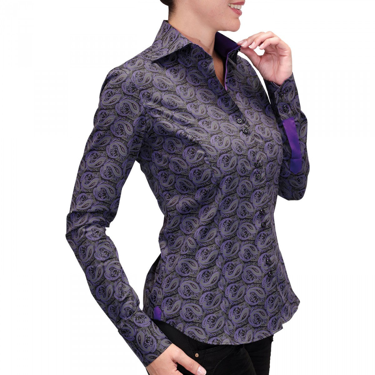 Chemise impriméeDANDY Andrew Mc Allister JF5AM2 noir violet