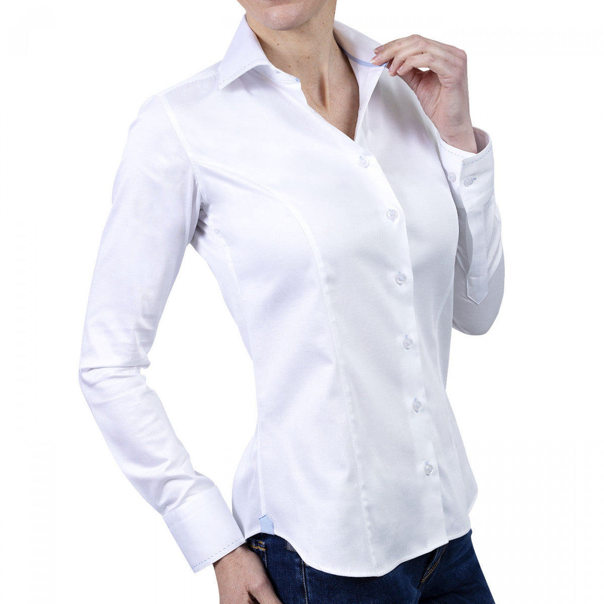 Chemise femme mode LEANA-faa3am1 blanc bleu ciel