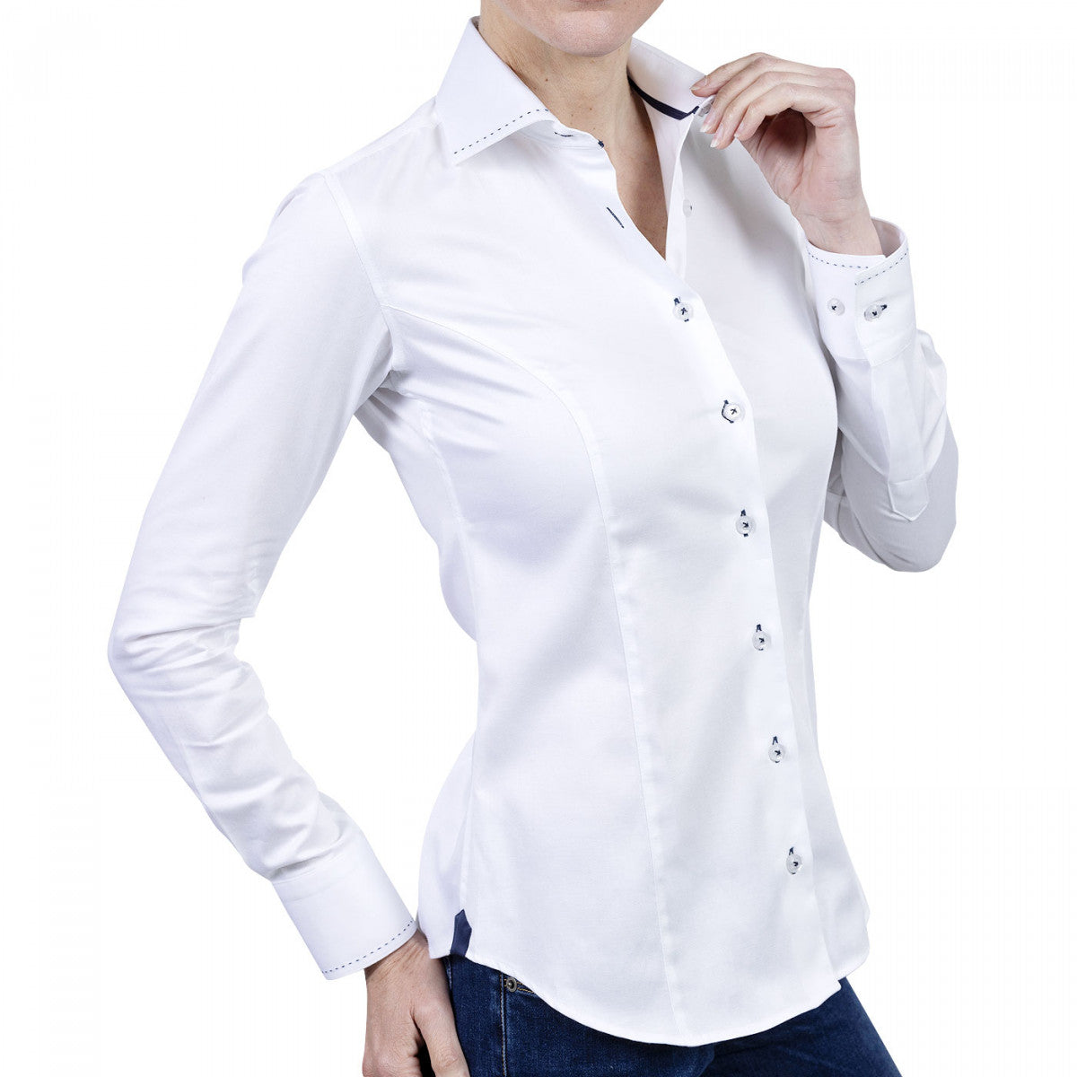 Chemise femme mode LEANA-faa3am3 blanc bleu