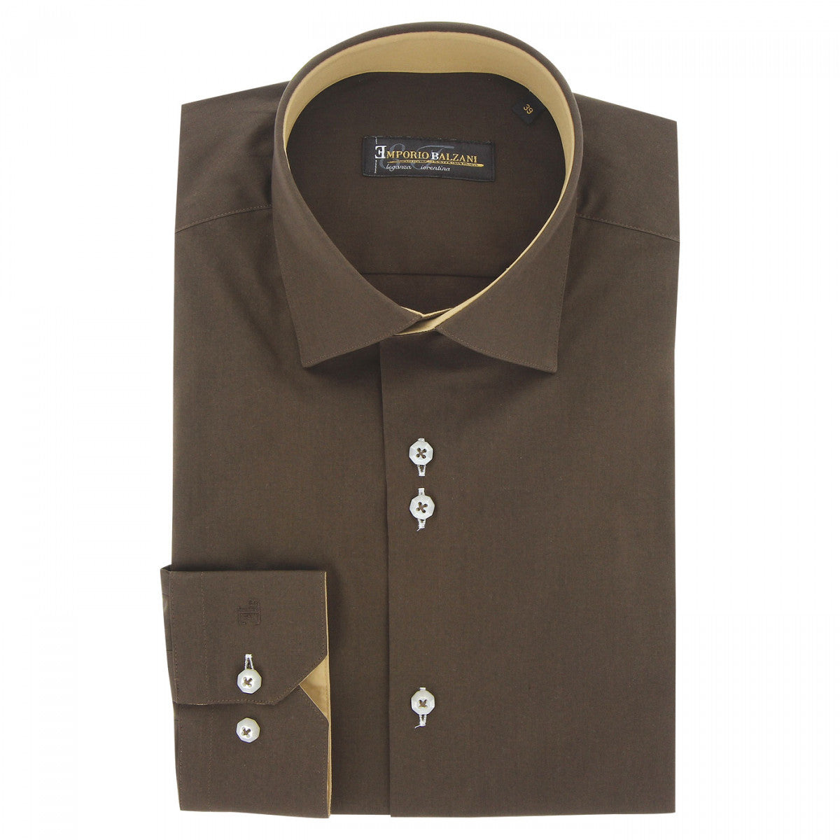 Chemise coupe droite 100% coton AE2EB1 marron fonce