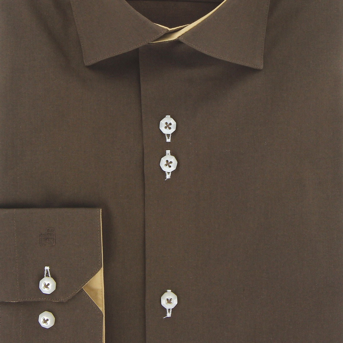 Chemise coupe droite 100% coton AE2EB1 marron fonce