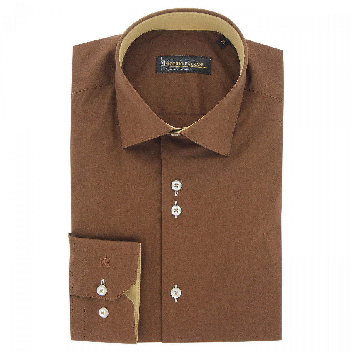 Chemise coupe droite 100% coton AE2EB2 marron