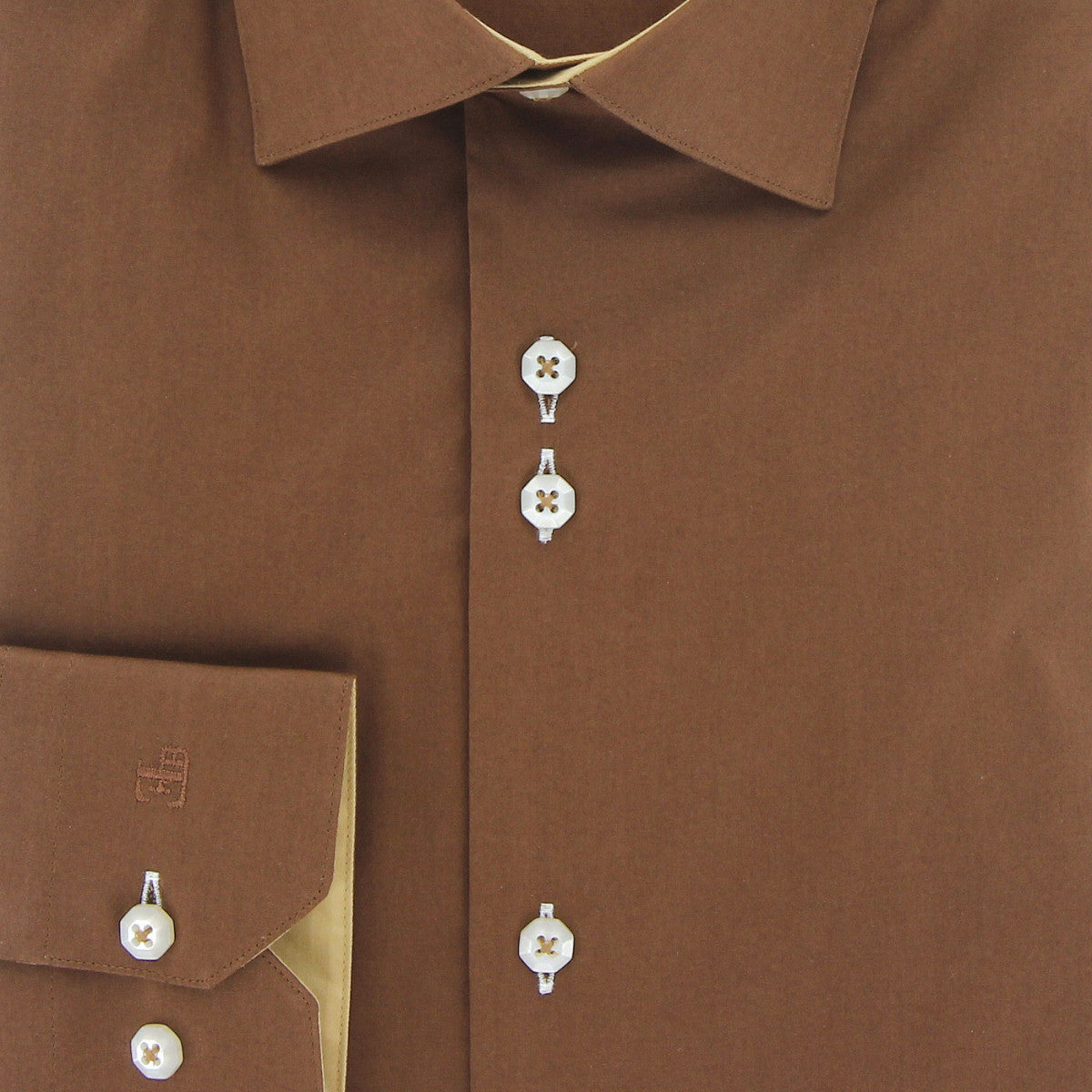 Chemise coupe droite 100% coton AE2EB2 marron