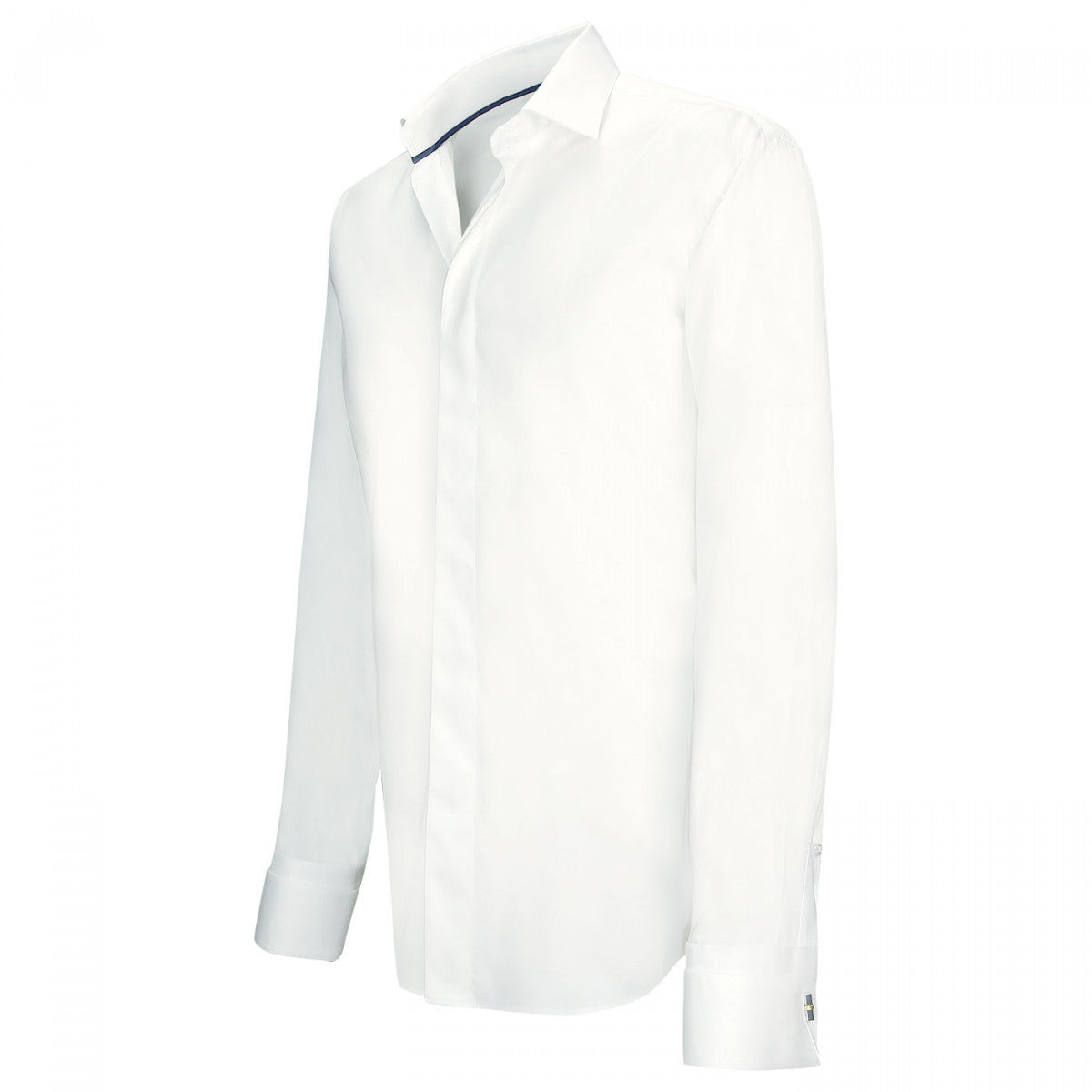 Chemise à manchette biseautée WILLIAM Andrew Mc Allister E4AM4 blanc bleu