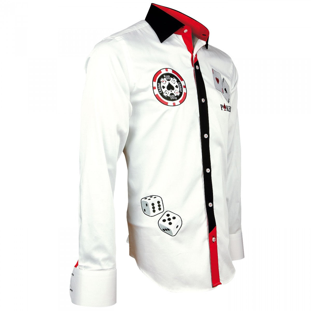 Chemise brodée GAMBLER Andrew Mc Allister H6AM1 blanc