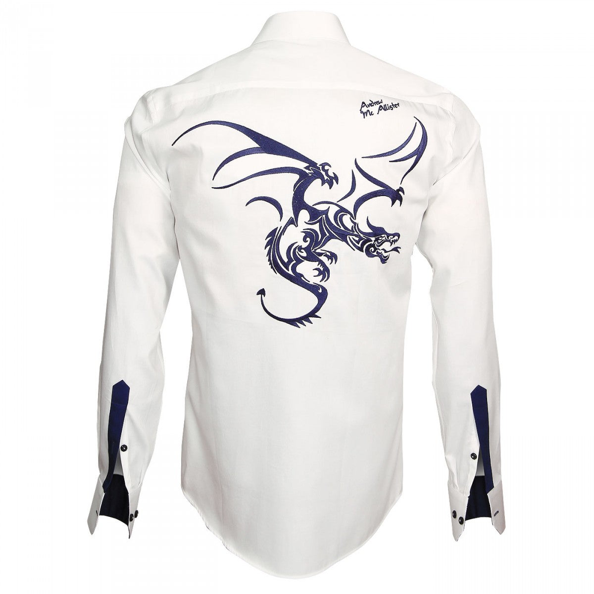 Chemise brodée HERALDIC Andrew Mc Allister E6AM1 blanc bleu