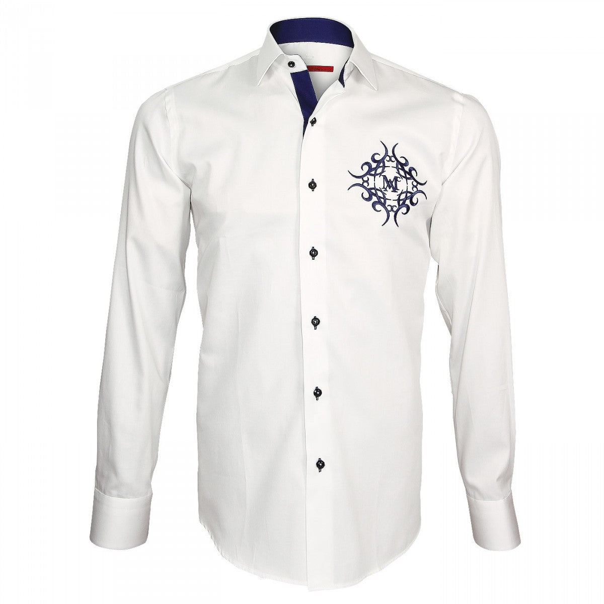 Chemise brodée HERALDIC Andrew Mc Allister E6AM1 blanc bleu