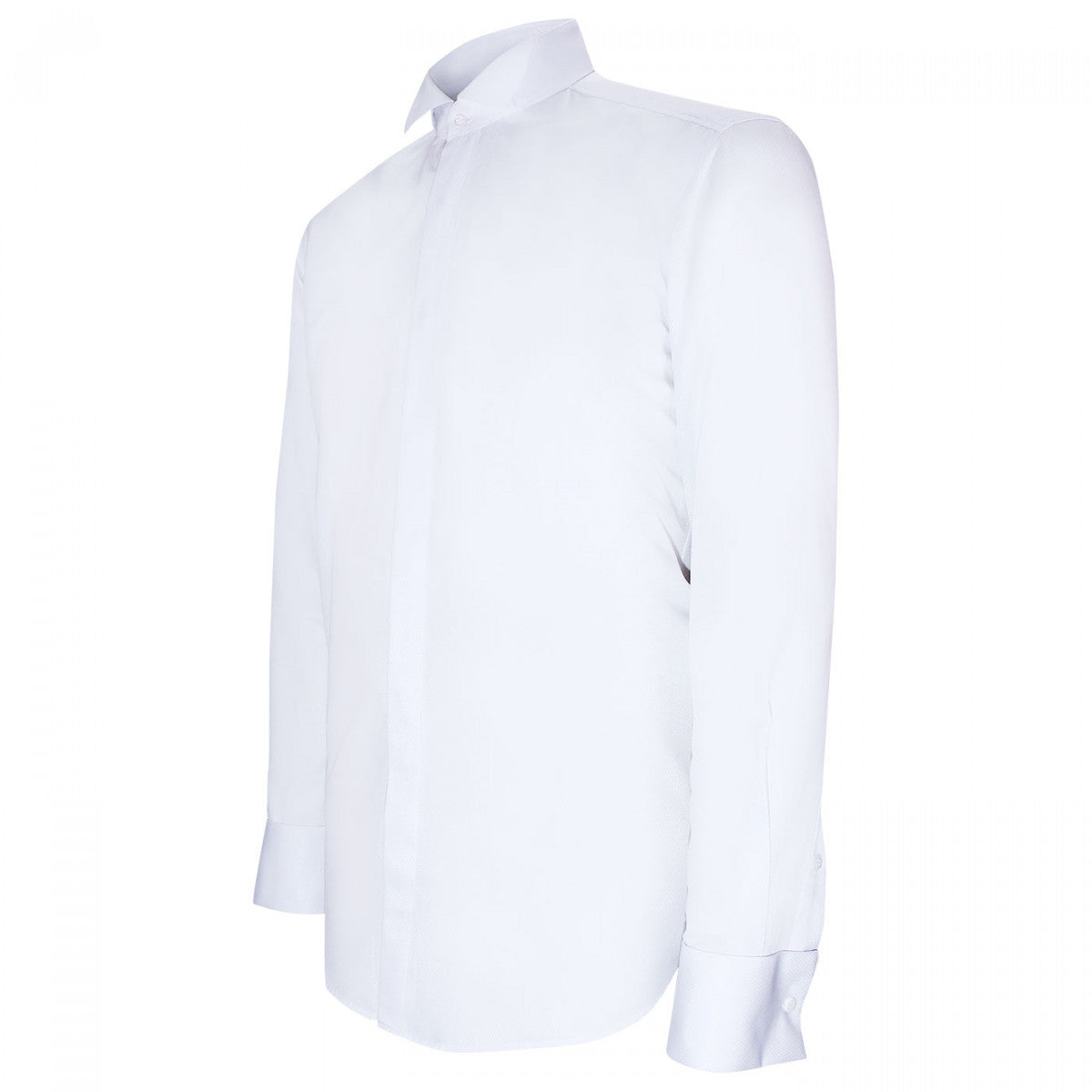 Chemise cintrée col cassé tissu armuré AB3AM1 blanc