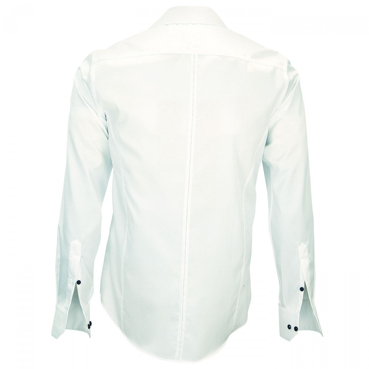 Chemise col Italien blanc bleu