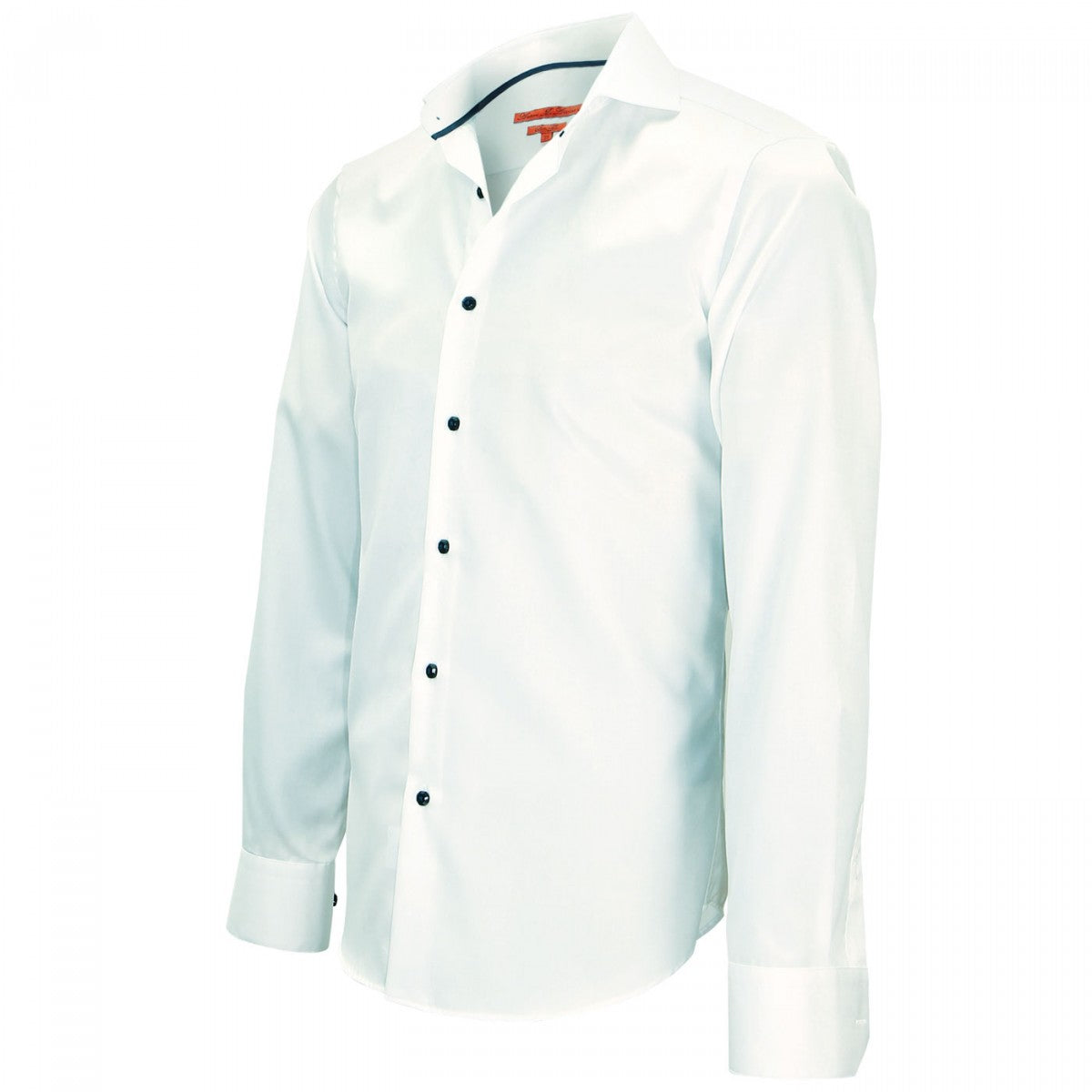 Chemise col Italien blanc bleu