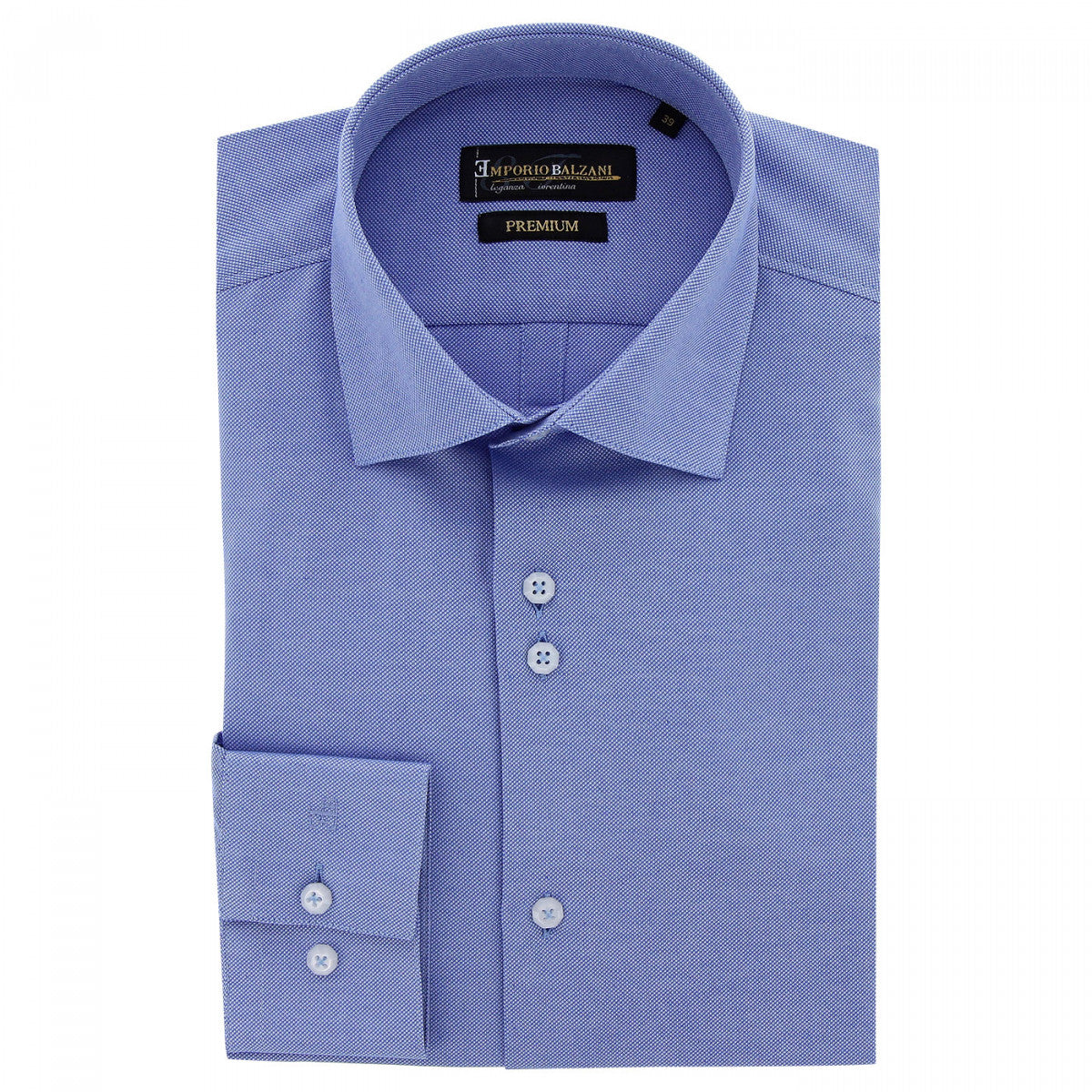 Chemise coupe ajustée tissu armuré uni CUCITO AB3EB3 bleu indigo