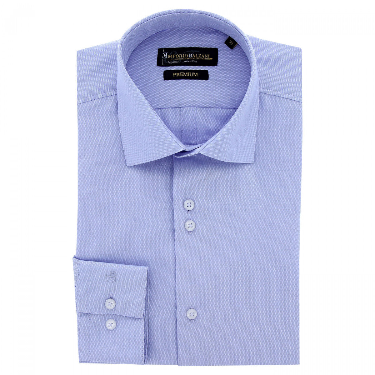 Chemise coupe ajustée tissu armuré uni CUCITO AB3EB4 bleu
