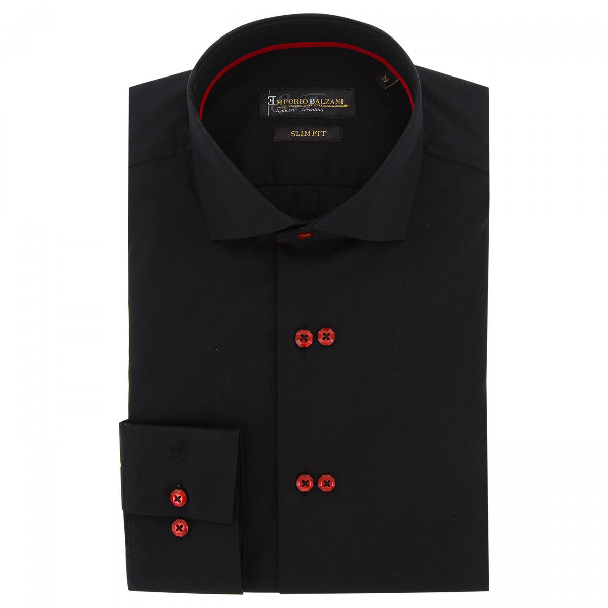 Chemise cintrée double boutonnage DOTTIO-AA2EB1 noir rouge