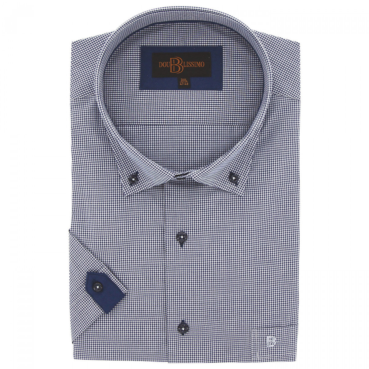 Chemisette forte taille à motifs vichy piastre-aa4dbmc1 bleu marine