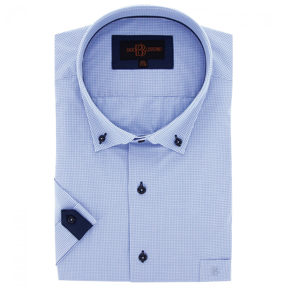 Chemisette forte taille à motifs vichy piastre-aa4dbmc2 bleu