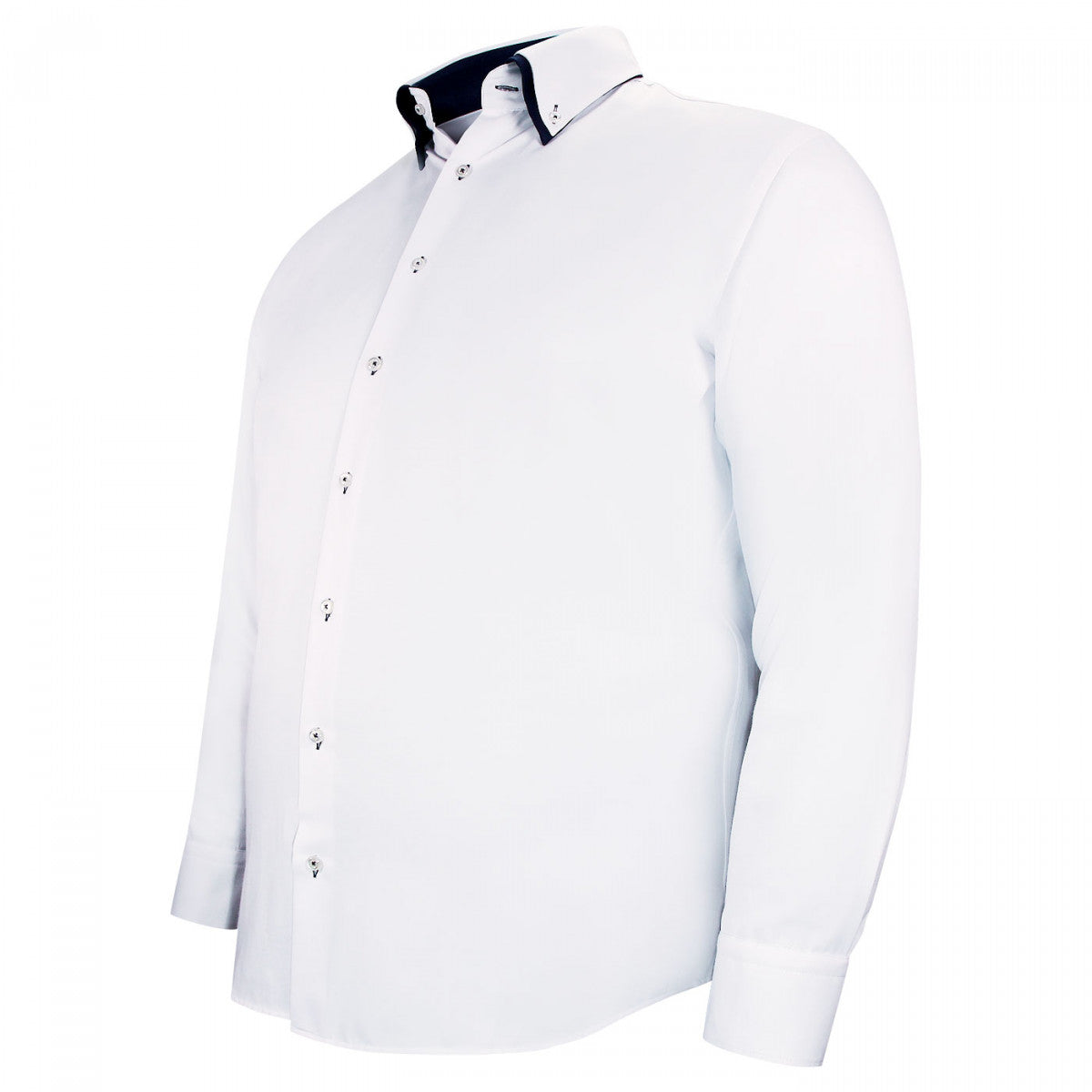 Chemise forte taille double col AB3DB1 blanc bleu marine
