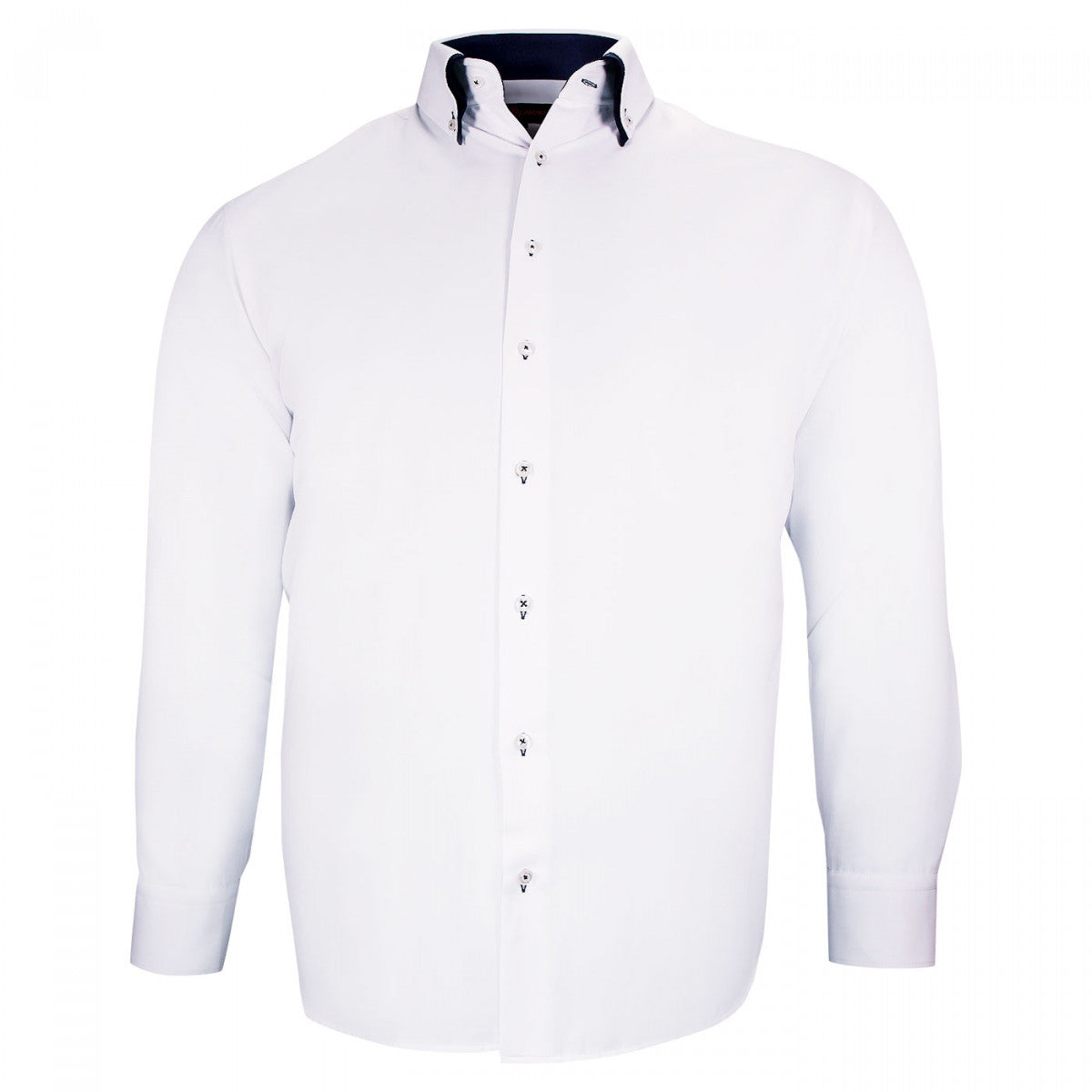 Chemise Homme élégante Blanche Avec Col Double Marine Contrasté - Style Italien Vintage