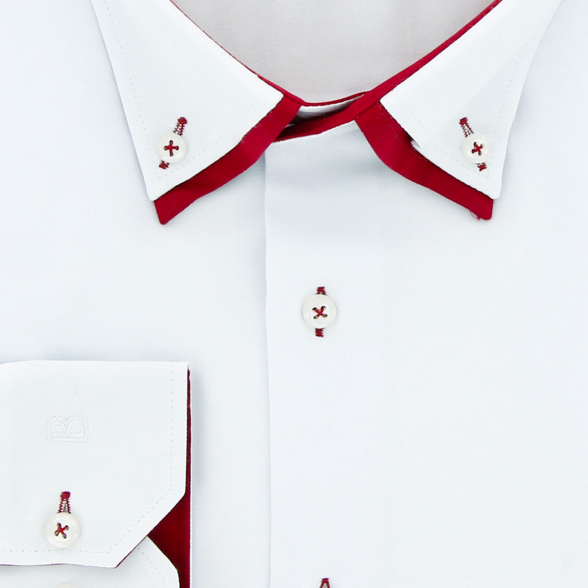 Chemise forte taille double col AB3DB2 blanc rouge