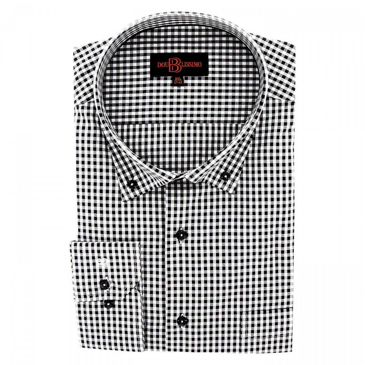 chemise repassage facile vichy-gt-c5db1 blanc noir